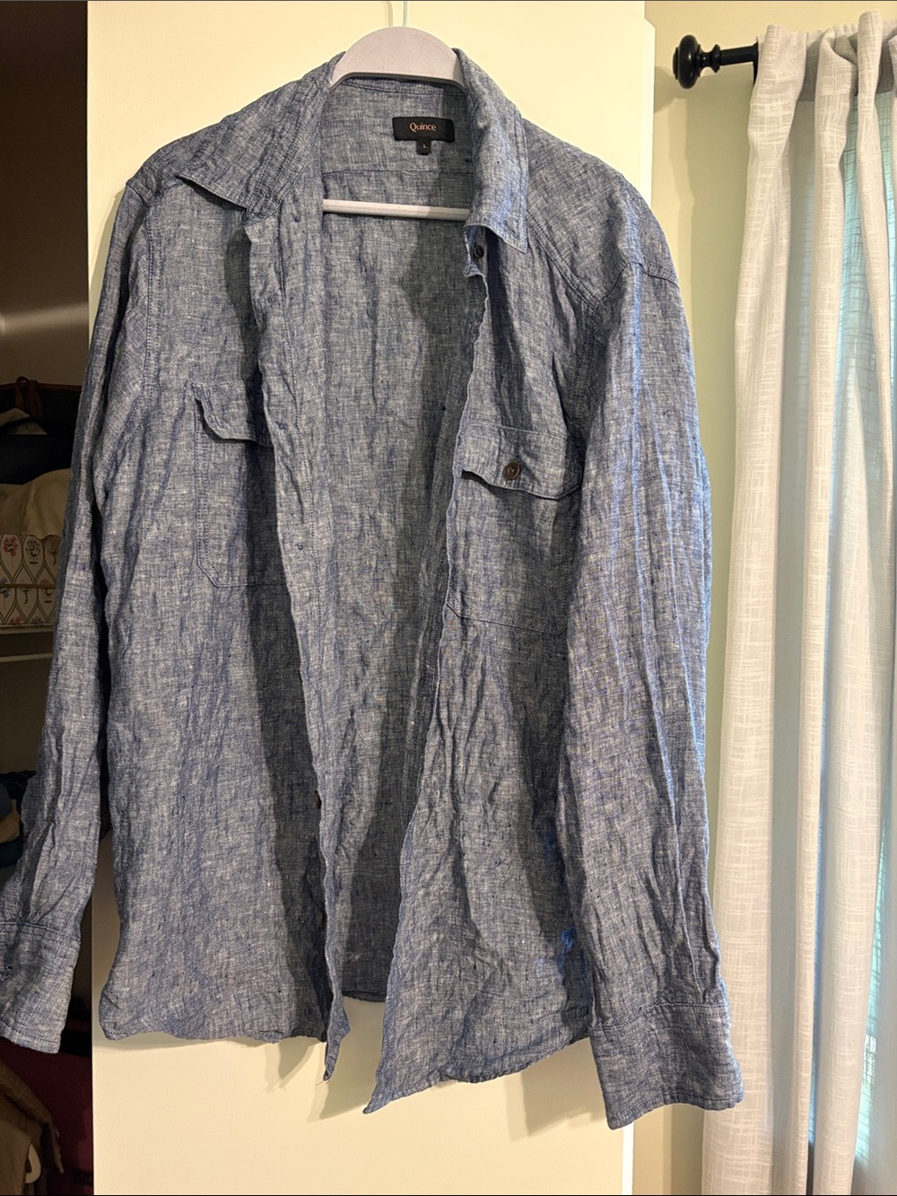 Men's 100% European Linen Utility Shirt - QNJRA319103